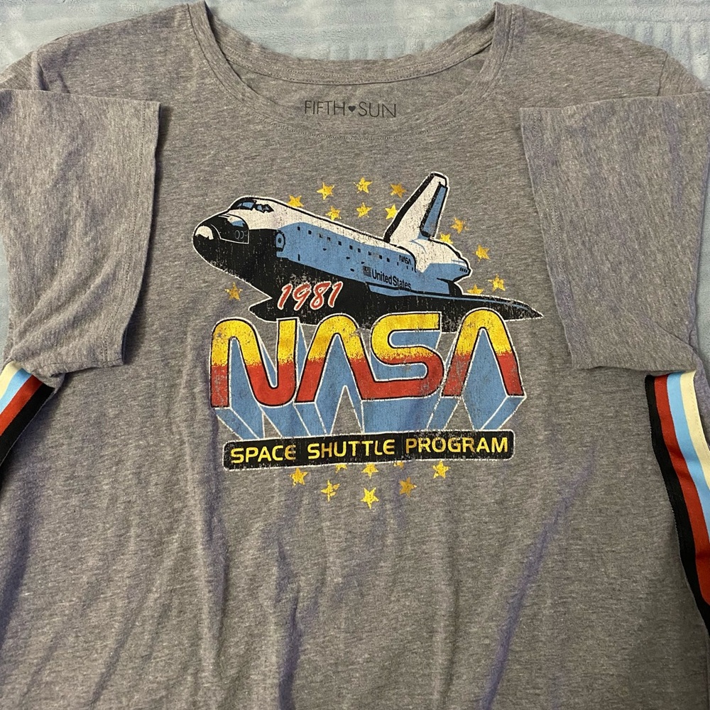 Woman Fifth Sun Gray NASA Space Shuttle T-Shirt